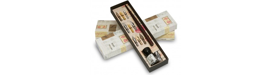 Cannuccia, 9 pennini, e inchiostro con supporto